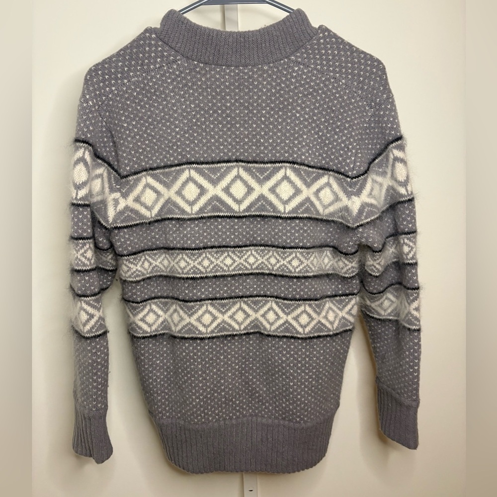 Rag & Bone Wool Angora Cardigan Gray Geometric Pattern Sweater - Picture 3 of 4